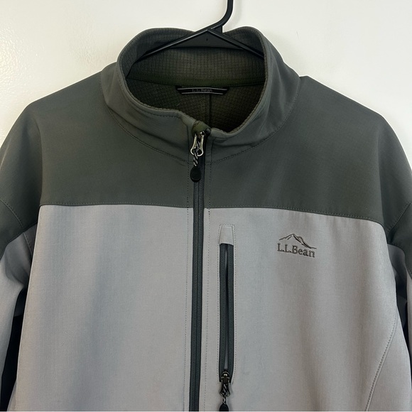 Men's L.L. Bean Grey Windproof Softshell High Neck Waterproof Zip Up Jacket XL - Picture 2 of 12